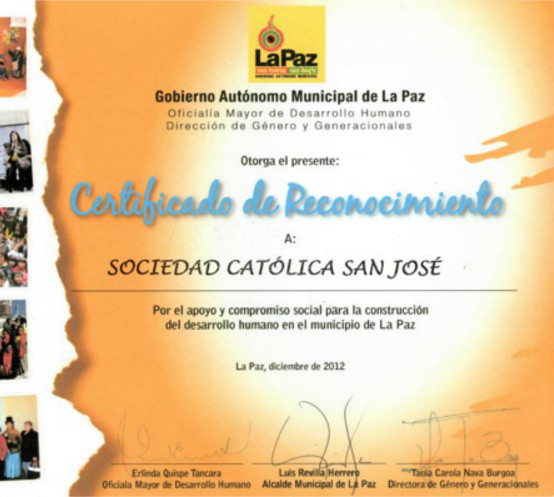 Sociedad Católica de San José - Reconocimientos